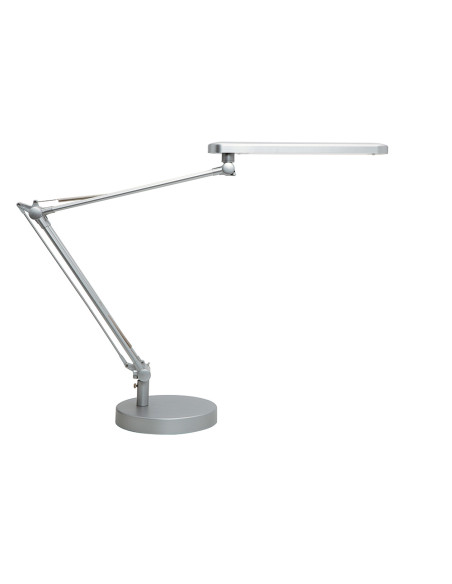 Lampara de escritorio unilux mambo led 5,6w doble brazo articulado abs y aluminio gris metalizado base 19 cm