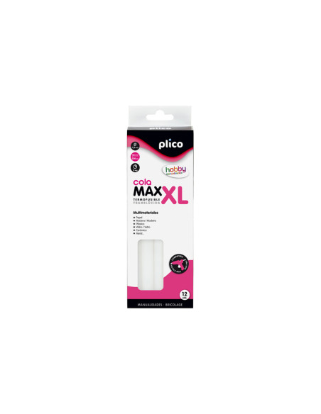 Barra termofusible plico cola max xl baja temperatura 11,5 mm de diametro x 200 mm de alto blister de 12 unidades