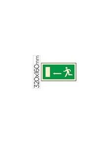 Pictograma syssa señal de salida emergencia flecha izquierda en pvc fotoluminiscente 320x160 mm