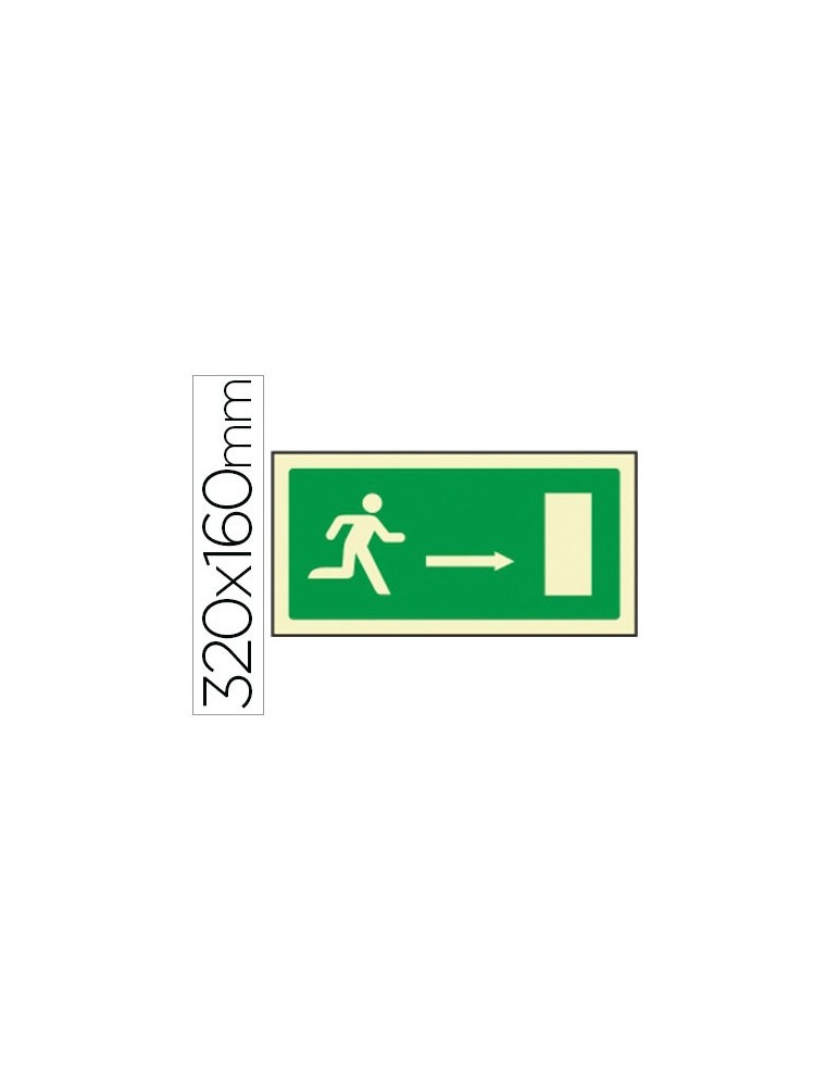 Pictograma syssa señal de salida emergencia flecha derecha en pvc fotoluminiscente 320x160 mm