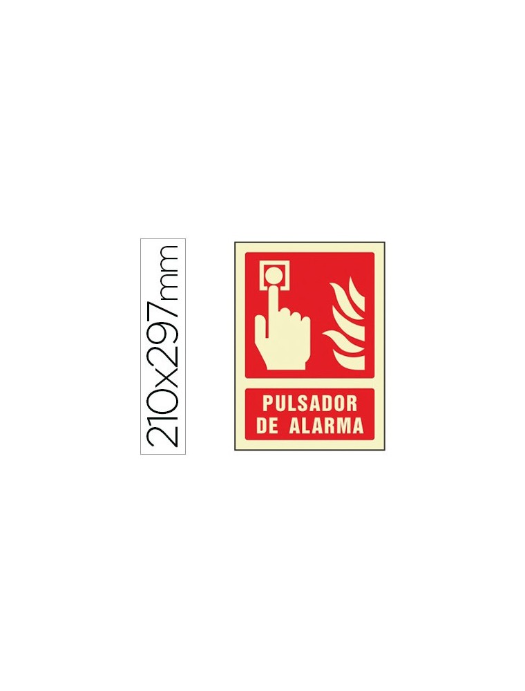 Pictograma syssa señal de pulsador de alarma en pvc fotoluminiscente 210x297 mm