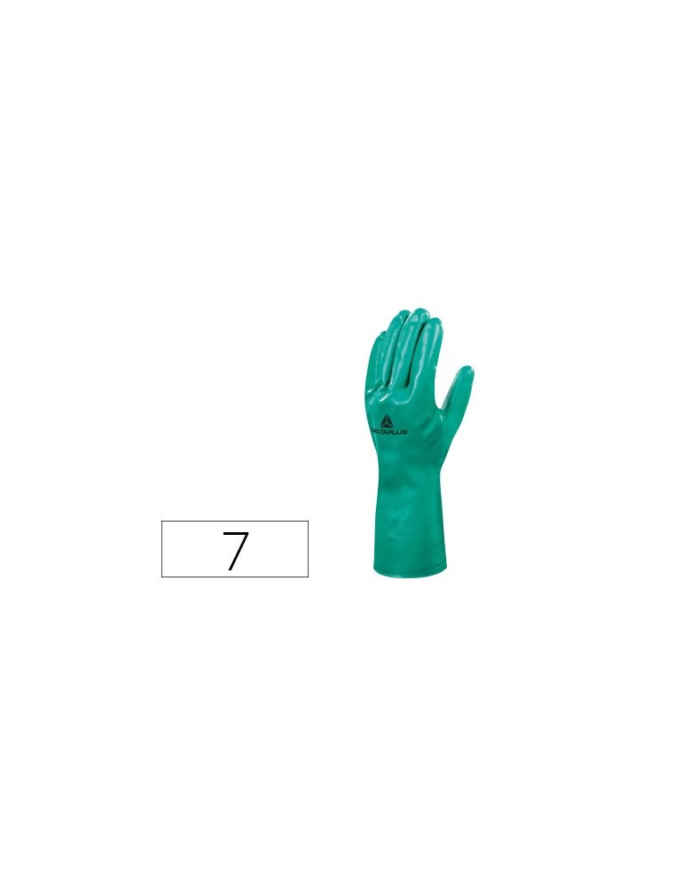 Guantes deltaplus tratado en nitrilo flocado de algodon especial para trabajos con liquidos quimicos talla 7