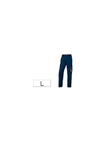 Pantalon de trabajo deltaplus cintura ajustable 5 bolsillos color azul naranja talla l