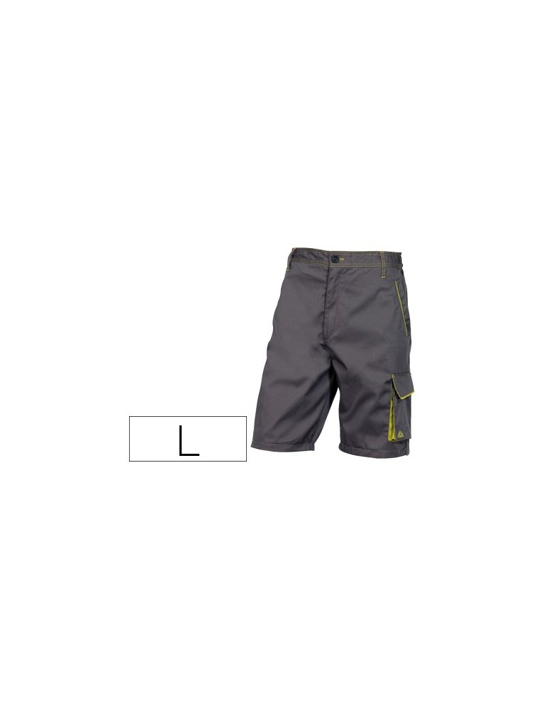 Pantalon de trabajo deltaplus bermuda cintura ajustable 5 bolsillos color gris verde talla l