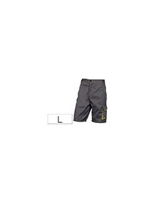 Pantalon de trabajo deltaplus bermuda cintura ajustable 5 bolsillos color gris verde talla l