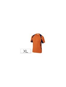 Camiseta deltaplus poliester manga corta cuello redondo tratamiento secado rapido color naranja-marino talla xl