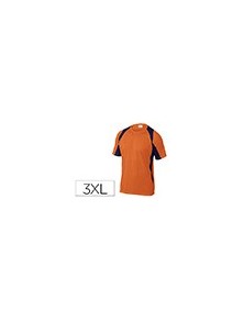 Camiseta deltaplus poliester manga corta cuello redondo tratamiento secado rapido color naranja-marino talla 3xl