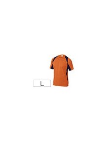 Camiseta deltaplus poliester manga corta cuello redondo tratamiento secado rapido color naranja-marino talla l