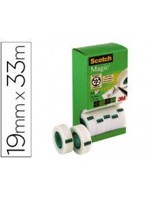 Cinta adhesiva scotch magic 33 mt x 19 mm pack de 14 rollos con dispensador de carton