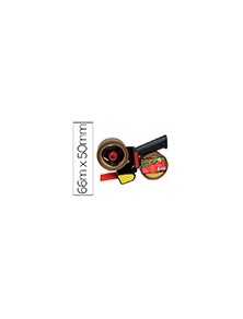 Portarrollo scotch para embalaje heavy duty bajo ruido con 2 rollos de cintas marron 50mm x 66mt