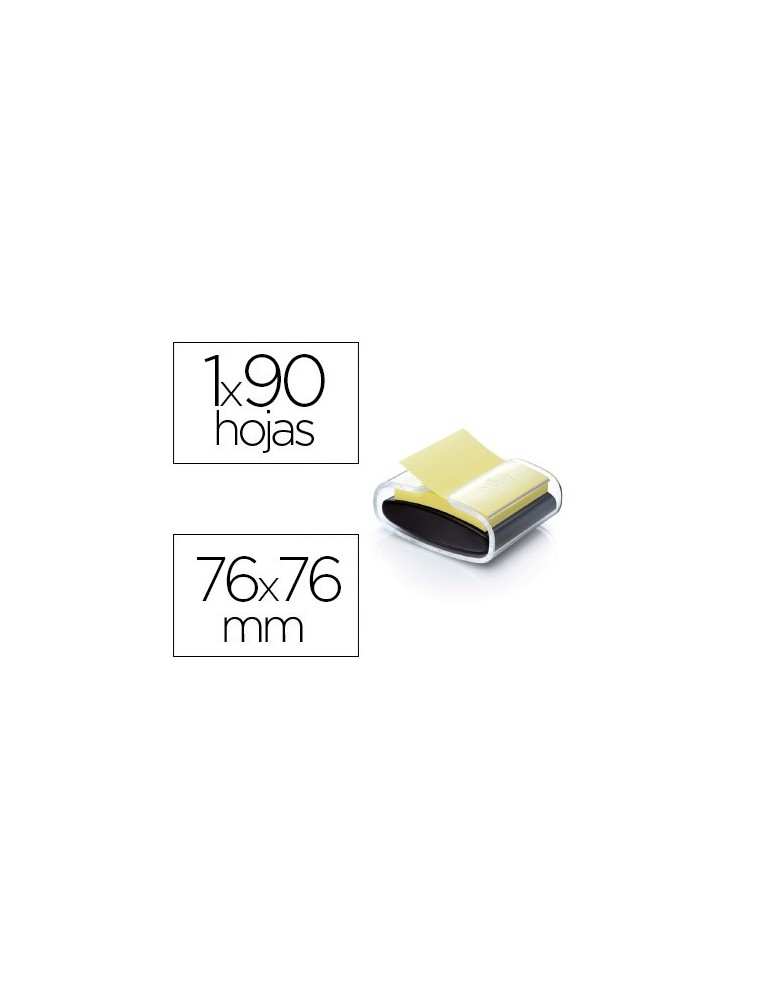 Soporte bloc de notas adhesivas quita y pon post-it super sticky z notes color negro con 1 bloc 76x76 mm