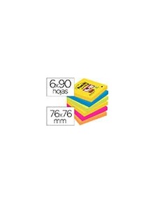 Bloc de notas adhesivas quita y pon post-it super sticky 76x76 mm con 90 hojas pack de 6 bloc colores surtidos