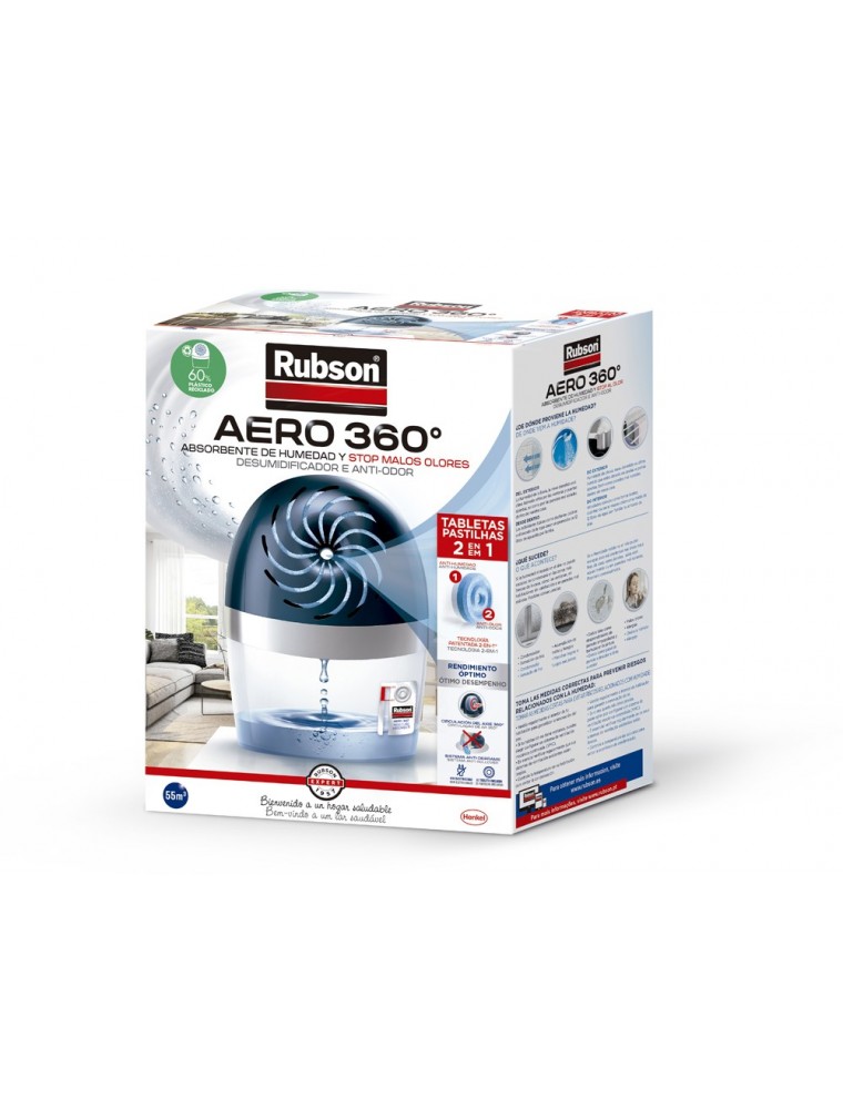 Deshumidificador rubson aero 360º  pastilla recambio gratis 189x118x241 mm