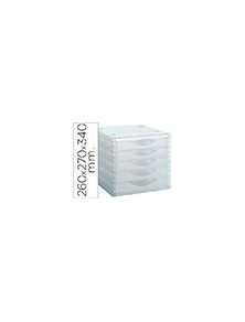 Fichero cajones de sobremesa archivo 2000 260x270x340 mm apilables 5 cajones transparente translucido