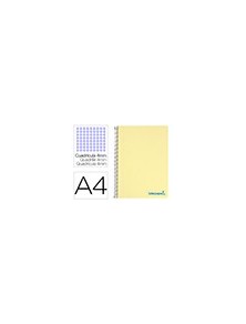 Cuaderno espiral liderpapel a4 wonder tapa plastico 80h 90gr cuadro 4mm con margen color amarillo