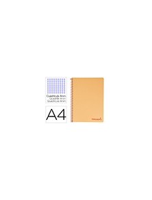 Cuaderno espiral liderpapel a4 wonder tapa plastico 80h 90gr cuadro 4mm con margen color naranja