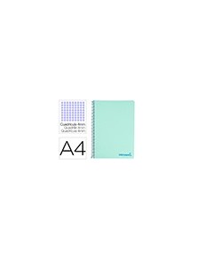 Cuaderno espiral liderpapel a4 wonder tapa plastico 80h 90gr cuadro 4mm con margen color verde