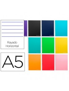 Cuaderno espiral liderpapel a5 micro jolly tapa forrada 140h 75 gr horizontal 5 bandas 6 taladros colores surtidos