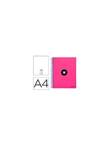 Cuaderno espiral liderpapel a4 micro antartik tapa forrada 120h 100 gr liso con bandas 4 taladros color rosa fluor