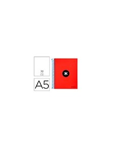 Cuaderno espiral liderpapel a5 micro antartik tapa forrada 120h 100g liso con bandas 6 taladros color rojo