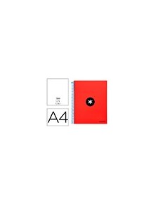 Cuaderno espiral liderpapel a4 micro antartik tapa forrada 120h 100 gr liso con bandas 4 taladros color rojo