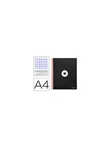 Cuaderno espiral liderpapel a4 micro antartik tapa forrada120h 100 gr cuadro 5mm 5 bandas 4 taladros color negro