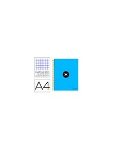 Cuaderno espiral liderpapel a4 micro antartik tapa forrada120h 100 gr cuadro 5mm 5 banda4 taladros color azul