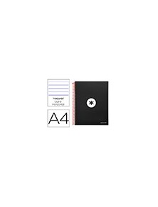 Cuaderno espiral liderpapel a4 micro antartik tapa forrada 120h 100 gr horizontal 5 bandas 4 taladros color negro