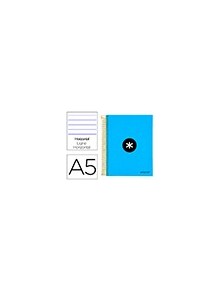 Cuaderno espiral liderpapel a5 micro antartik tapa forrada 120h 100 gr horizontal 5 bandas 6 taladros color azul