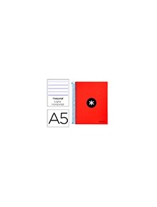 Cuaderno espiral liderpapel a5 micro antartik tapa forrada 120h 100 gr horizontal 5 bandas 6 taladros color rojo.