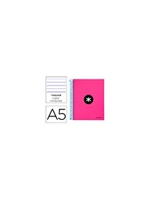 Cuaderno espiral liderpapel a5 micro antartik tapa forrada 120h 100 gr horizontal 5 bandas 6 taladros color rosa