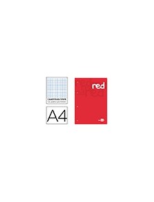 Bloc encolado liderpapel cuadro 5 mm rojo a4 natural 100 hojas 100 gm2