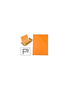 Carpeta liderpapel gomas plastico folio solapas color naranja