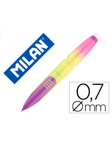 Portaminas milan compact sunset 0,7 mm con goma de borrar colores surtidos