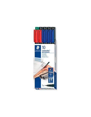 Rotulador staedtler lumocolor retroproyeccion punta de fibra 318 caja de 10 unidades colores surtidos