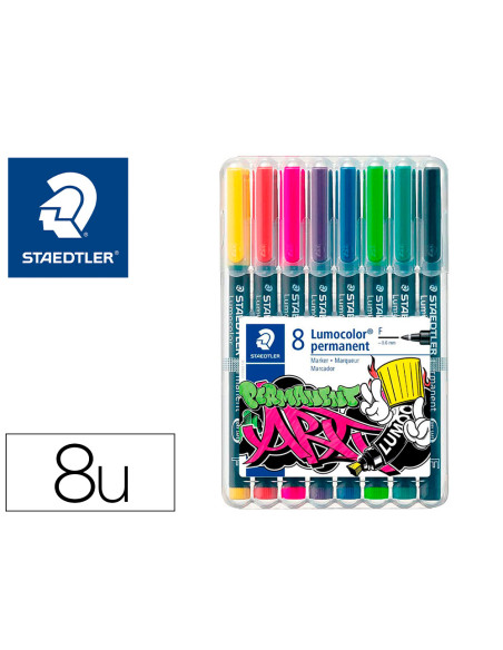 Rotulador staedtler lumocolor retroproyeccion punta de fibra 318 estuche de 8 unidades colores surtidos