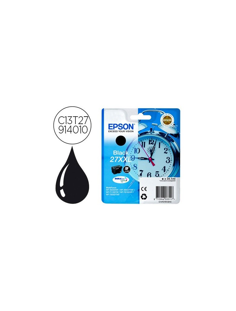 Ink-jet epson 27xxl wf3620  3640  7110  7610  7620 negro 2.200 pag