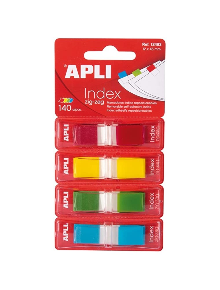 Banderitas Separadoras APLI Dispensador 4 Colores 35 Hojas Por Color