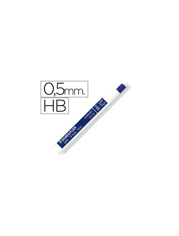 Minas staedtler grafito 0,5 mm hb polo 257 tubo con 12 minas