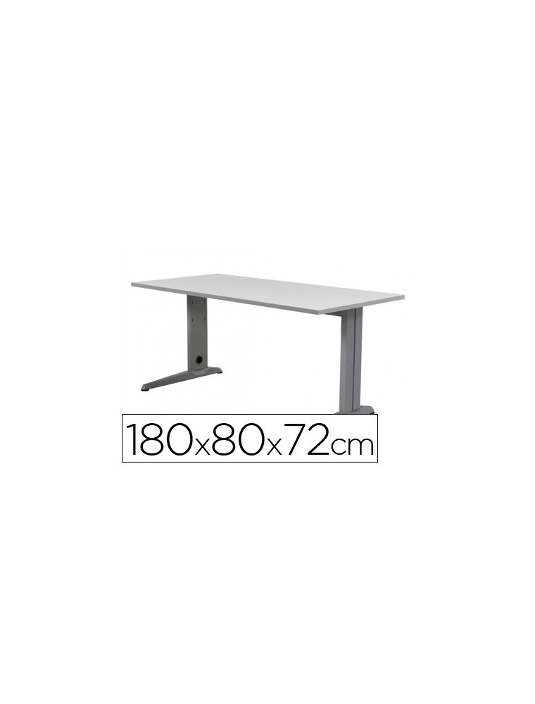 Mesa de oficina rocada metal 2003ac02 aluminio gris 180x80 cm