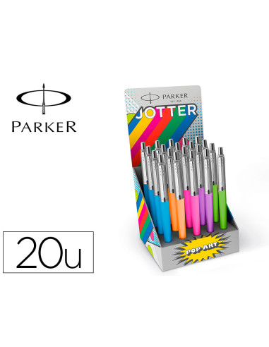 Boligrafo parker jotter originals pop art edicion especial expositor de 20 unidades colores surtidos