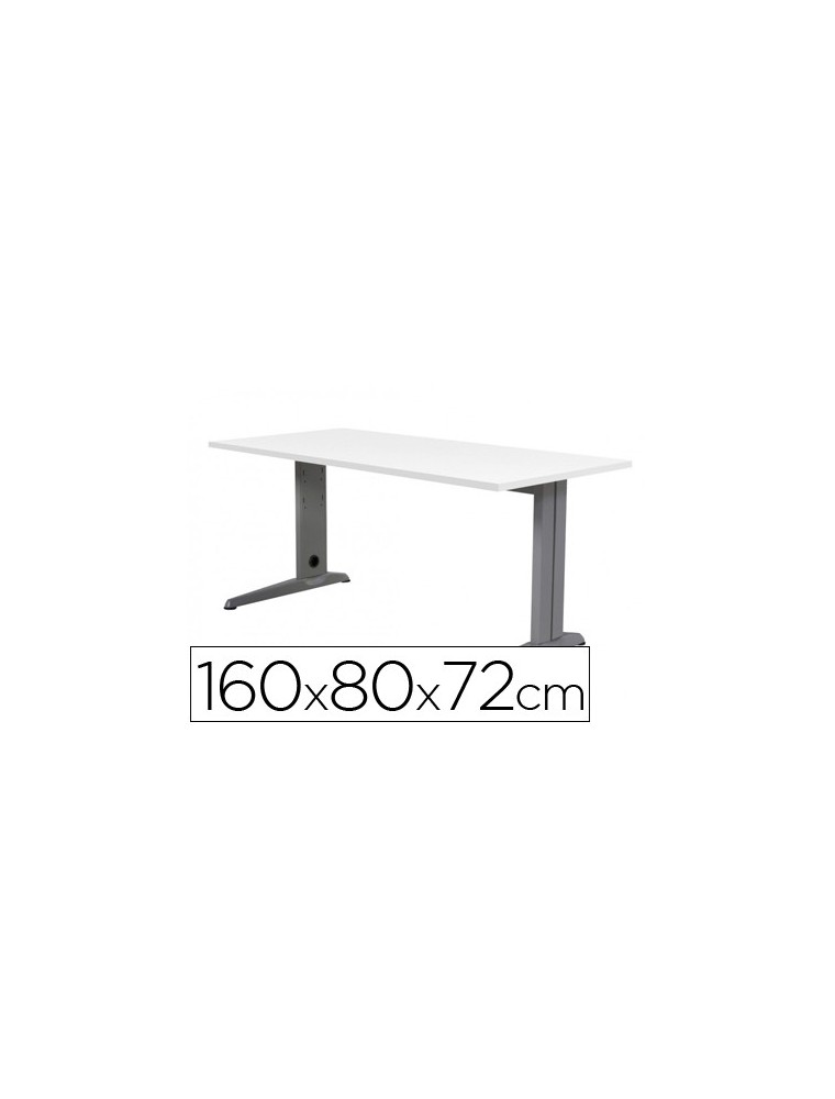 Mesa de oficina rocada metal 2002ac04 aluminio blanco 160x80 cm