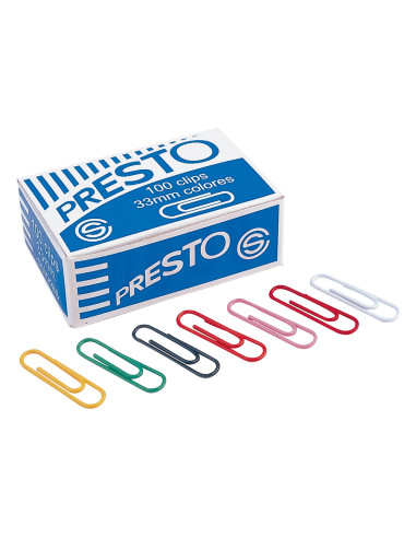 Clips colores presto caja de 100 unidades colores surtidos