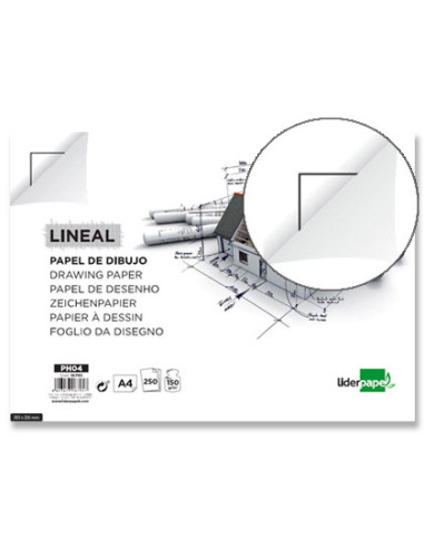 Papel dibujo liderpapel 210x297mm 150g/m2 con cajetin