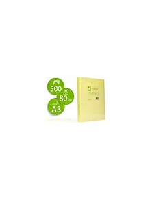 Papel color q-connect din a3 80gr amarillo neon paquete de 500 hojas