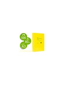 Papel color q-connect din a3 80 gr amarillo intenso paquetede 500 hojas