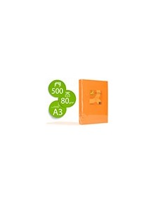 Papel color q-connect din a3 80 gr naranja intenso paquete de 500 hojas