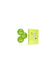 Papel color q-connect din a4 80gr amarillo neon paquete de 500 hojas