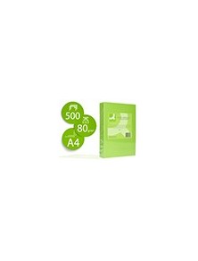 Papel color q-connect din a4 80gr verde neon paquete de 500 hojas