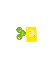 Papel color q-connect din a4 80gr amarillo intenso paquete de 500 hojas